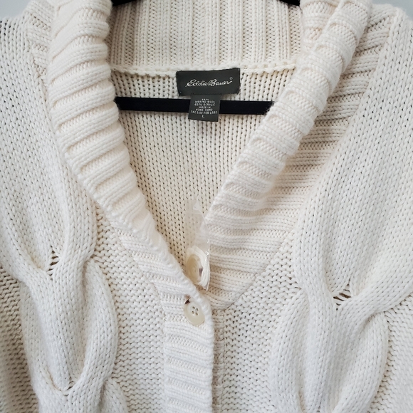 Eddie Bauer cable knit sweater cardigan - Picture 2 of 7